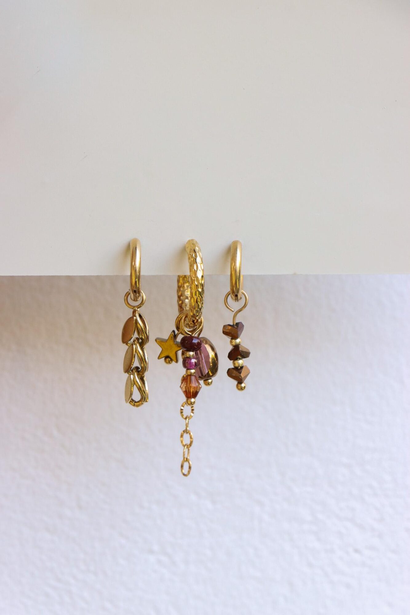 Single triple brown hoop gold