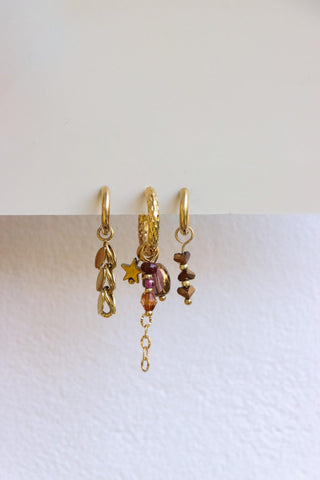 Single triple brown hoop gold