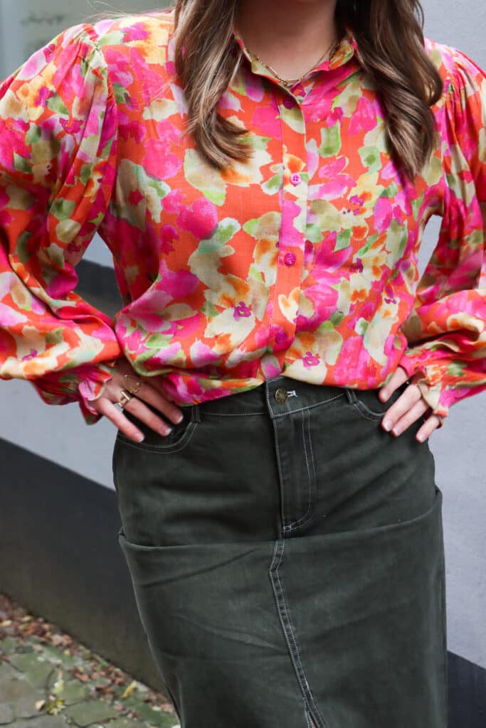 Blouse Alyssa - fuchsia green flower