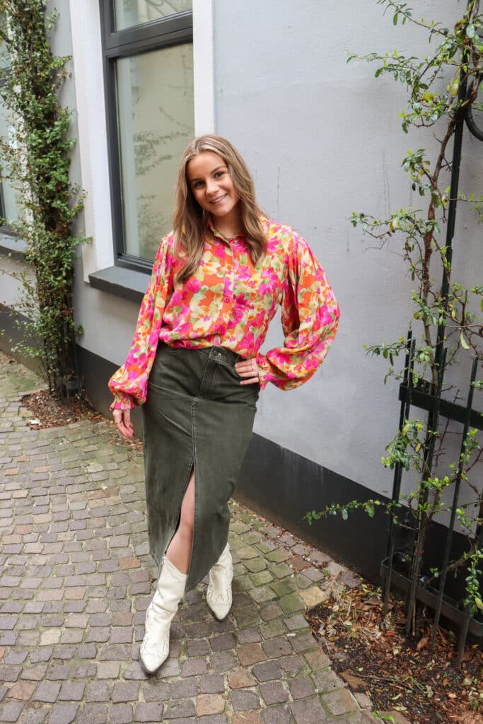 Blouse Alyssa - fuchsia green flower