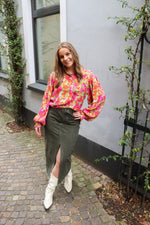 Blouse Alyssa - fuchsia green flower