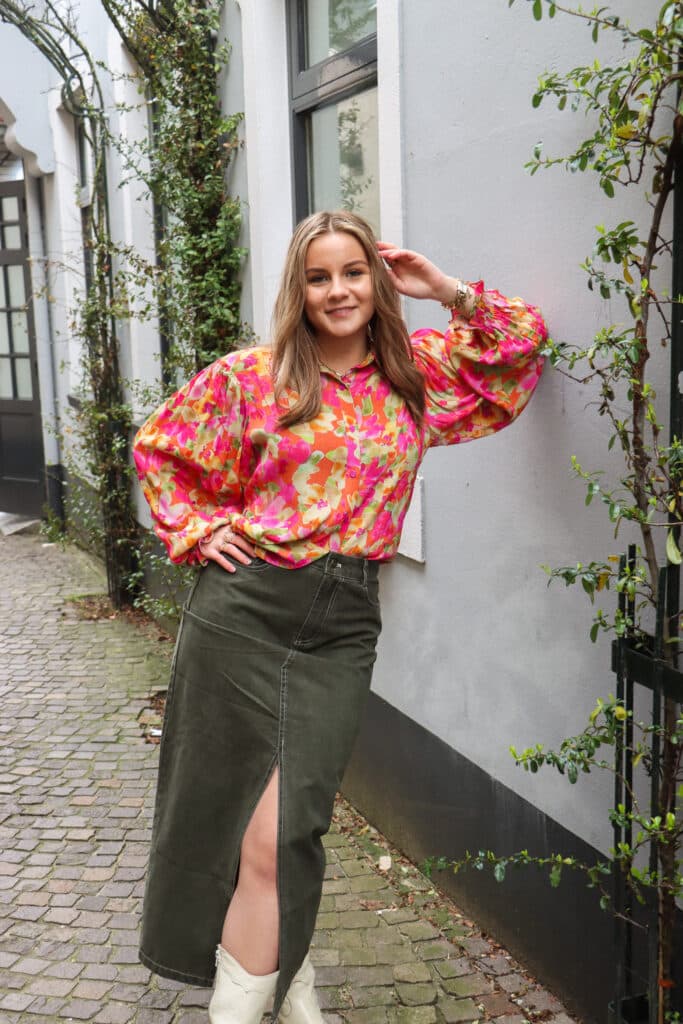 Blouse Alyssa - fuchsia green flower