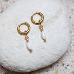 Single White Drop Hoop Gold