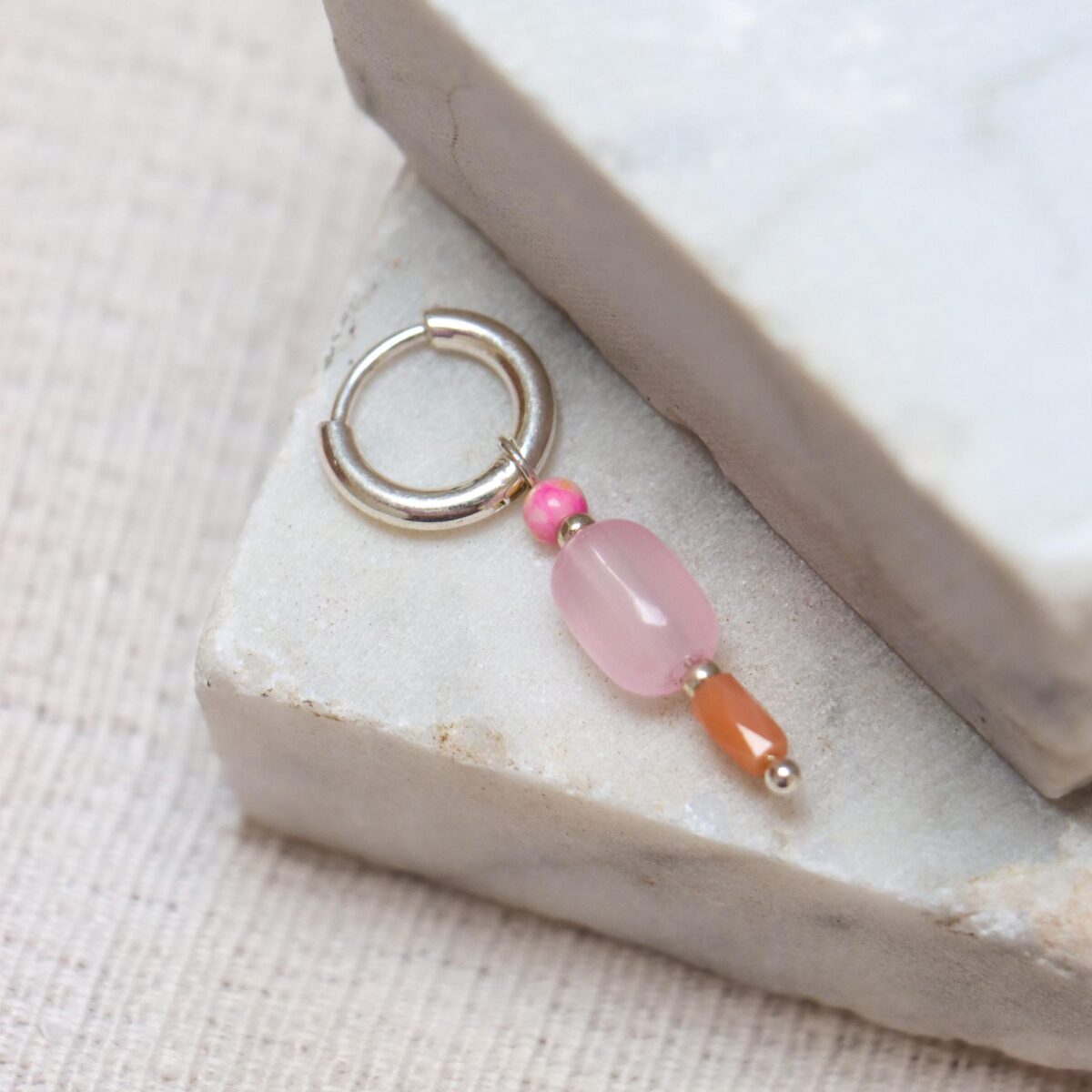 Single Jellybean Hoop Silver