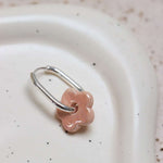 Single Oval Flower Hoop Silver