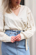 SLFMILLIE LS STRIPED WRAP TOP B - Birch stripes