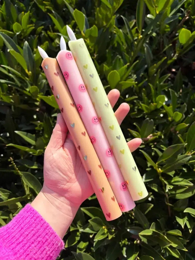 LED pillar kaars smiley pink