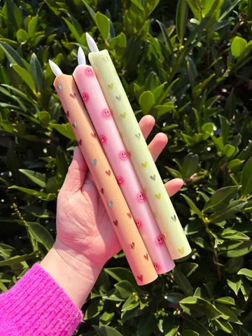 LED pillar kaars smiley pink