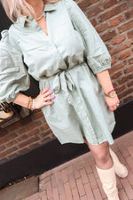 MSCHCedrica Abiella 3/4 Shirt Dress - green milieu