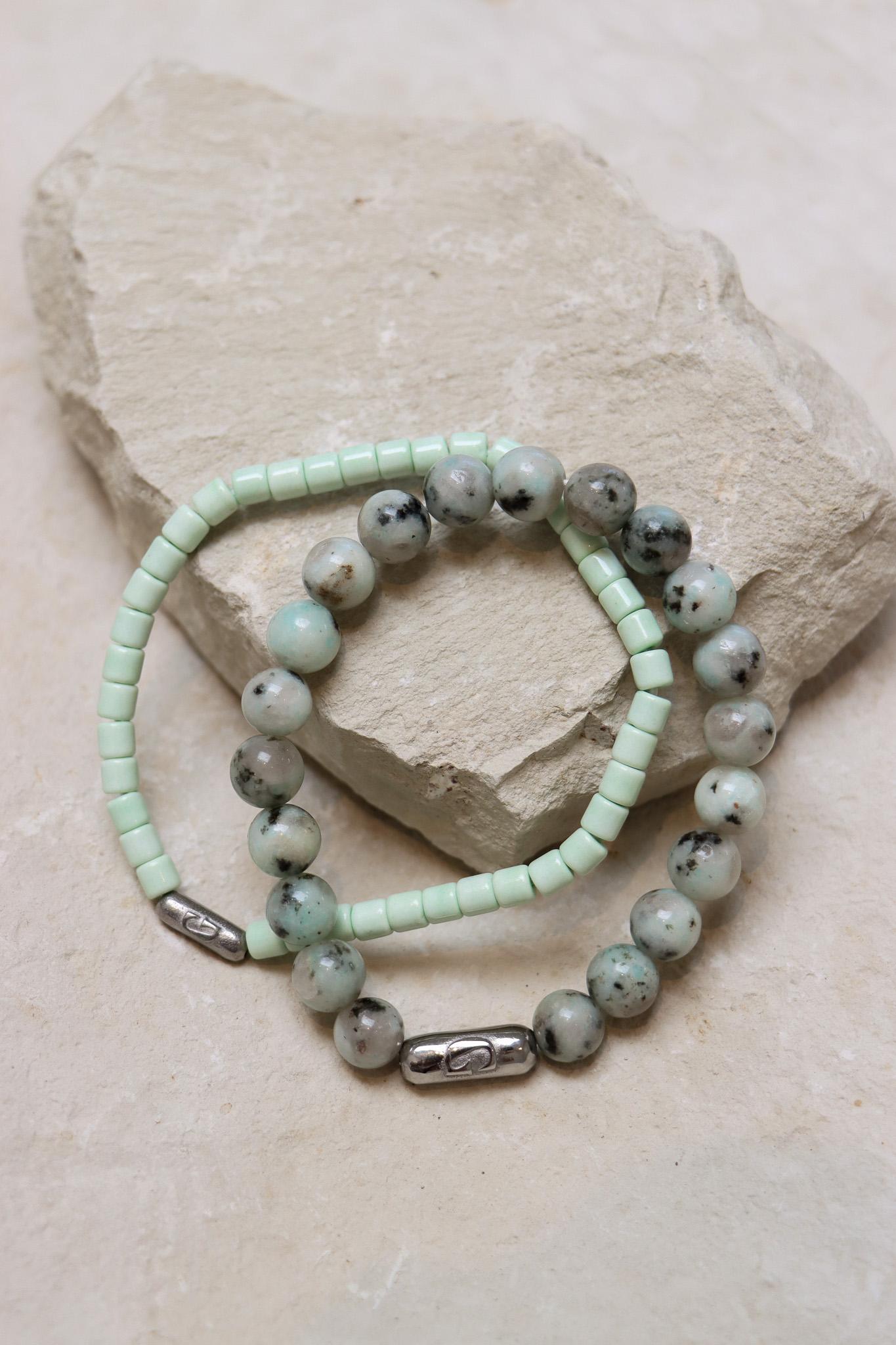 Marble green bracelet silver