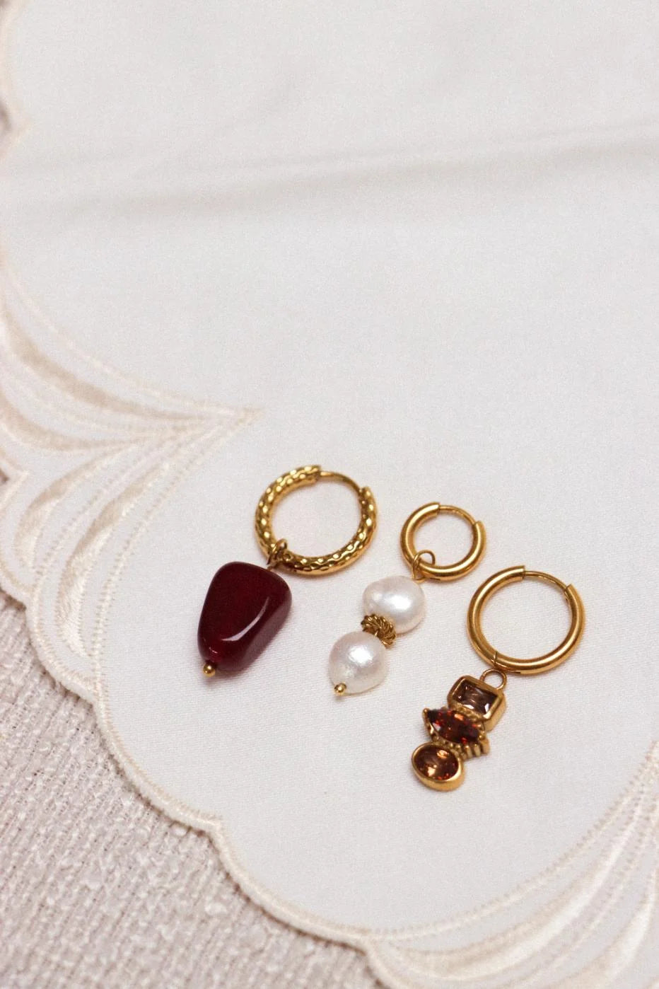 Burgundy hoop gold
