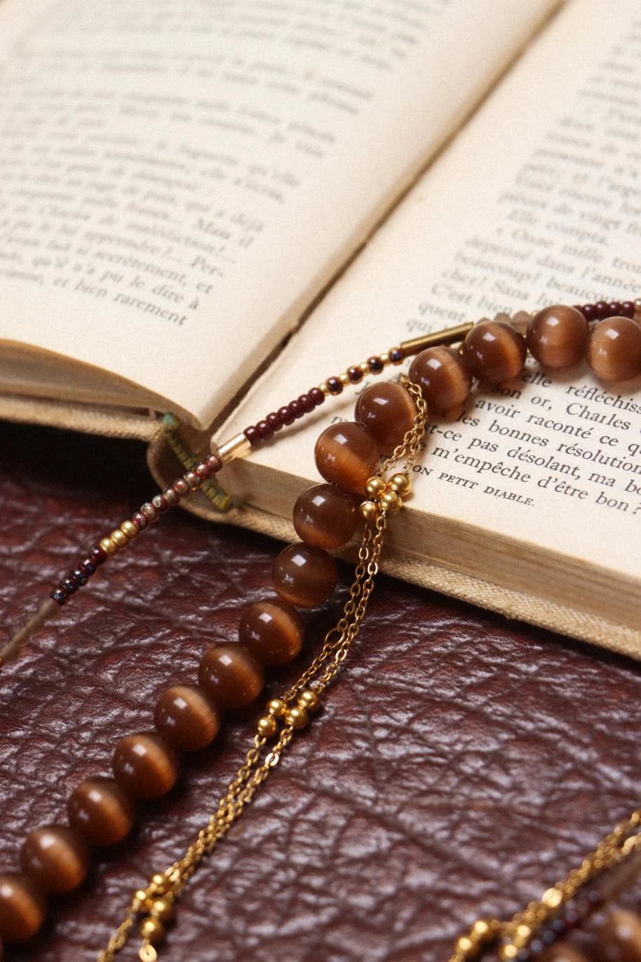 Chique brown necklace gold