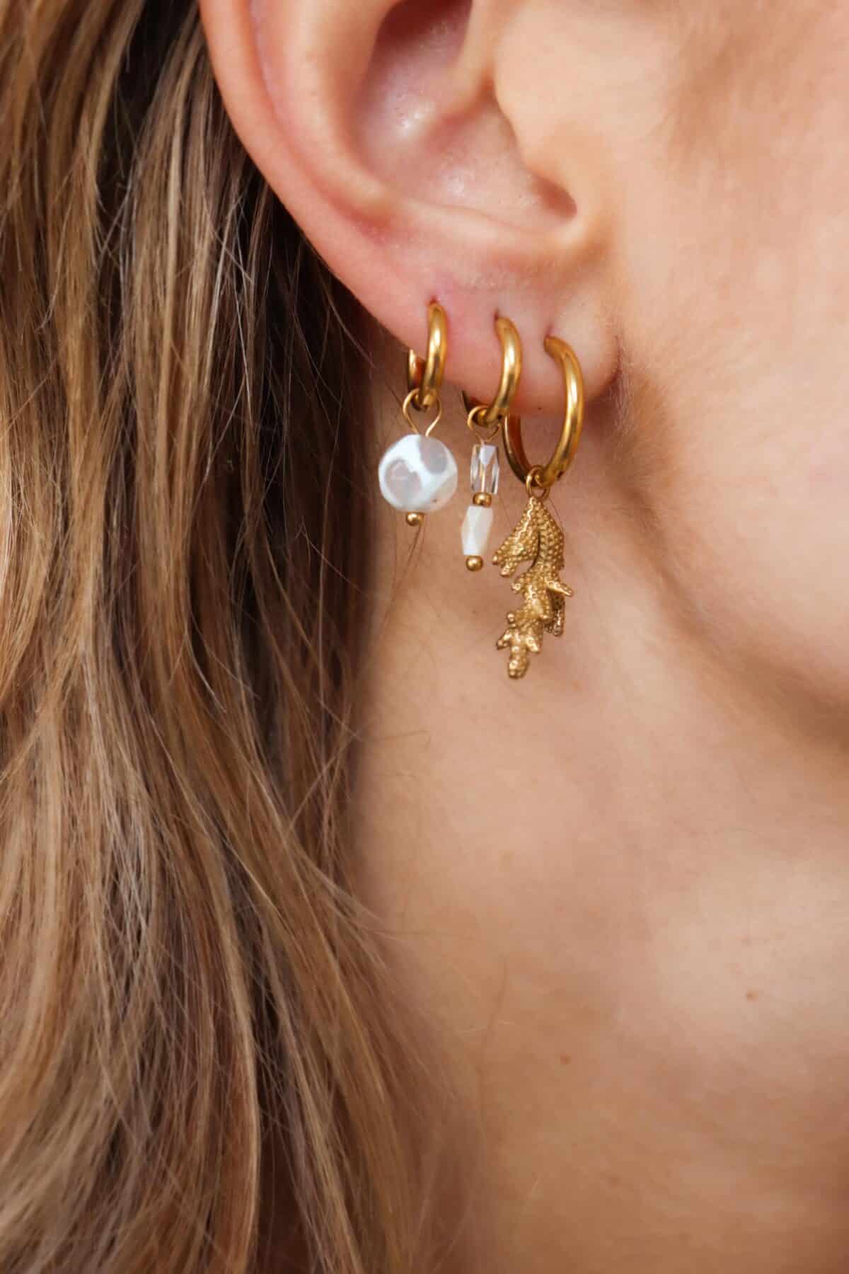 Single Terra White Hoop Gold