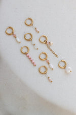 Single White Drop Hoop Gold