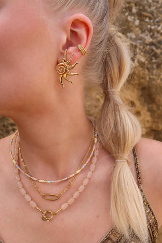 Natural beads necklace gold