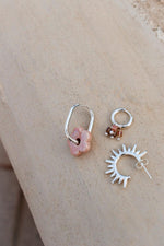 Single Half Sun Hoop Silver