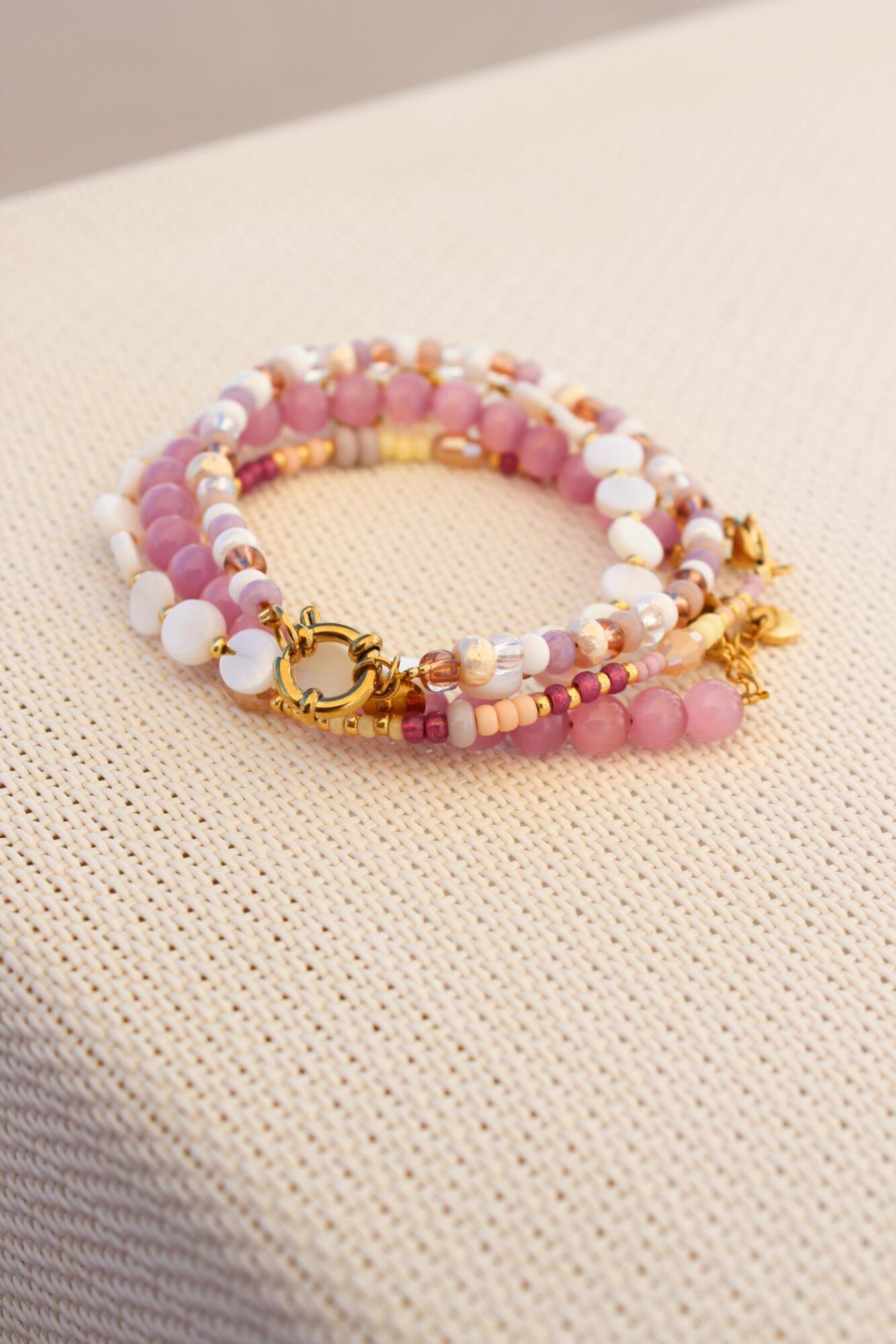 Pink snake bracelet gold