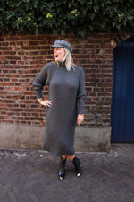 Yasmavi ls knit roll neck dress noos - grey melange