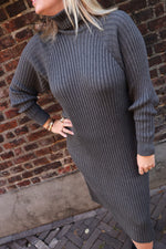 Yasmavi ls knit roll neck dress noos - grey melange