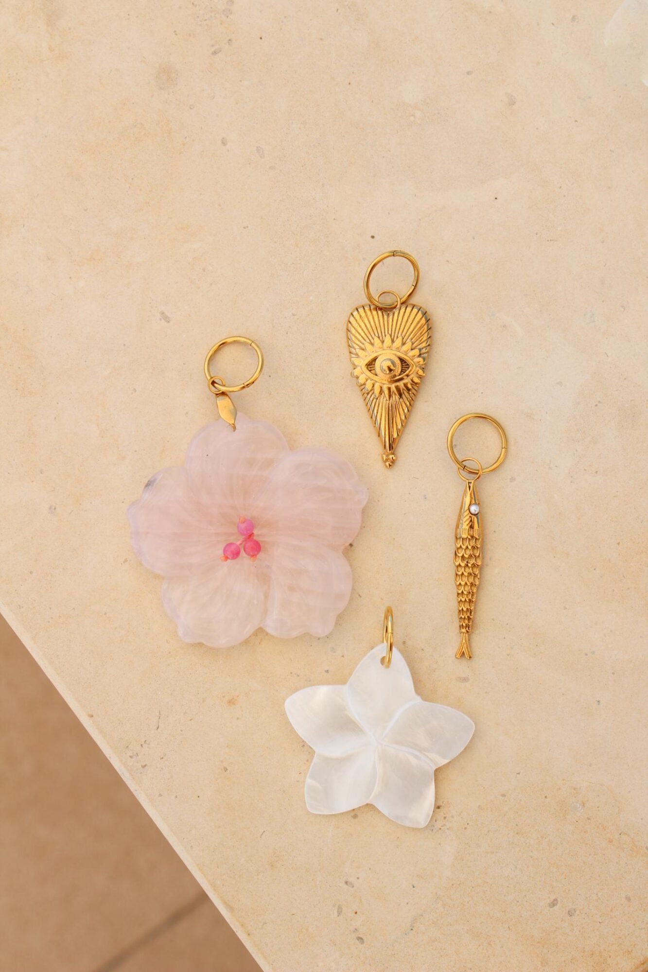 White flower charm gold