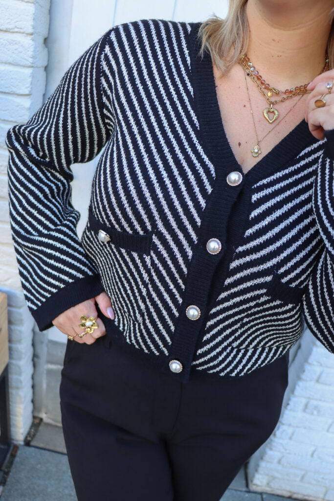 Yascharla ls sequin knit cardigan - black