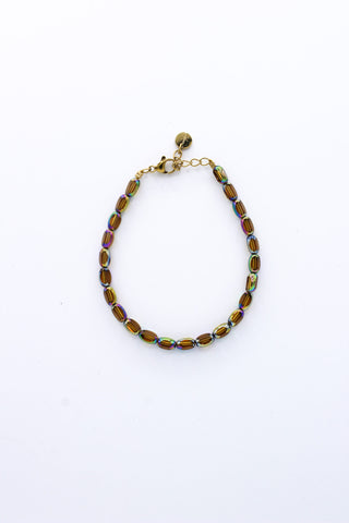 Brown disco bracelet gold