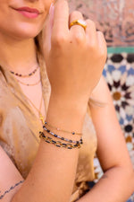 Double dottie black bracelet gold