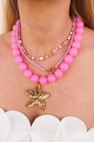 Mini purple necklace gold