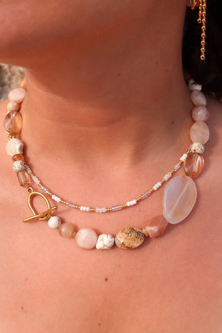 White rainbow necklace gold