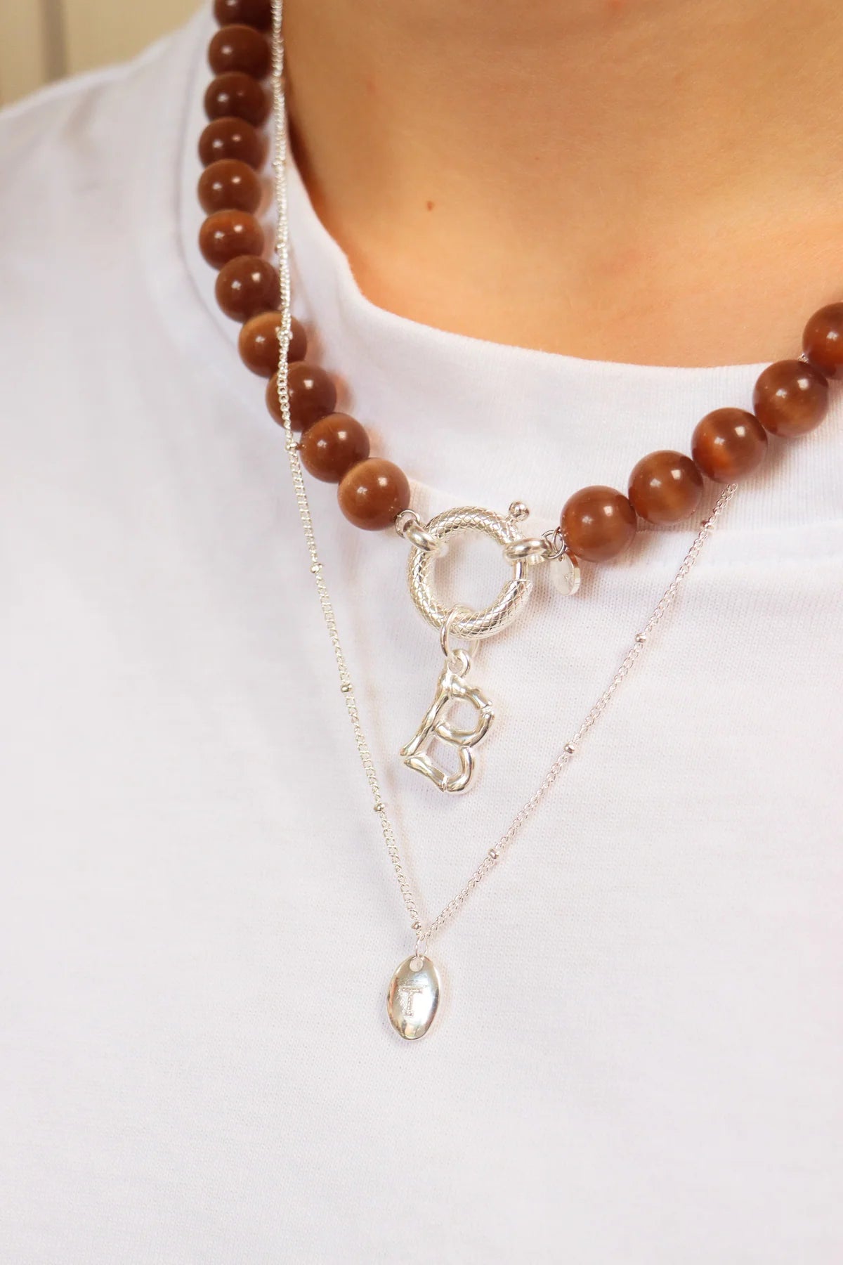 Letter big charm silver