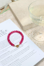 Magenta jade bracelet gold