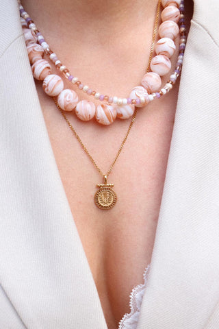 Marble rose necklace gold