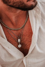 Oval white necklace silver