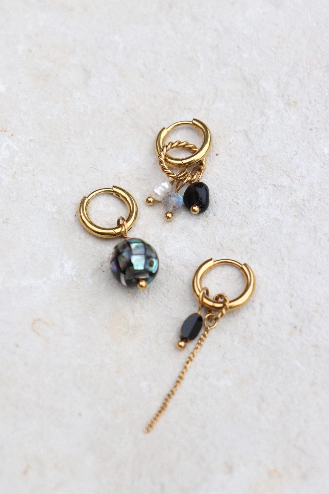 Chain noir hoop gold