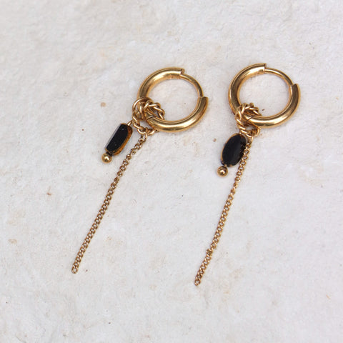 Chain noir hoop gold