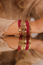 Magenta jade bracelet gold