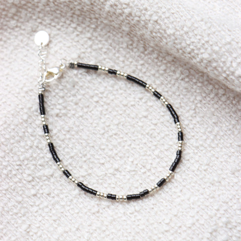 Midnight black bracelet silver