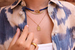Royal blue necklace gold
