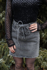 Yasrina hw denim skirt s. - grey melange