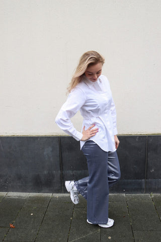 Slfkenna ls bold sholder shirt b - bright white