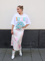 Satin tie-dye skirt Audrey -  soft pink