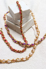 Summer knot pink necklace gold