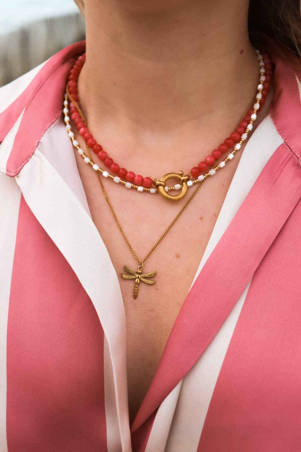 Red snake necklace gold