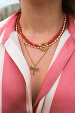 Red snake necklace gold