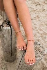 Red dots anklet gold