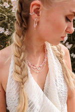 Pink Beads Necklace Silver