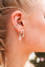 Single Half Sun Hoop Silver