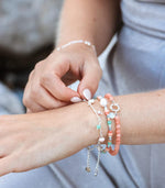 Pastel pink beads bracelet silver