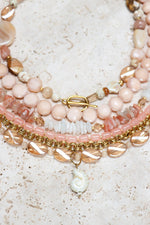 Beige rock necklace gold