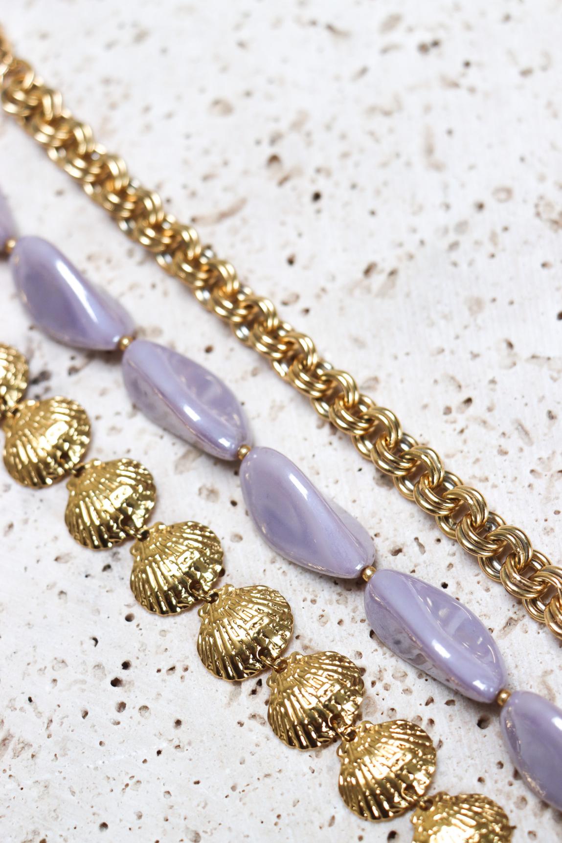 Lilac stones bracelet gold
